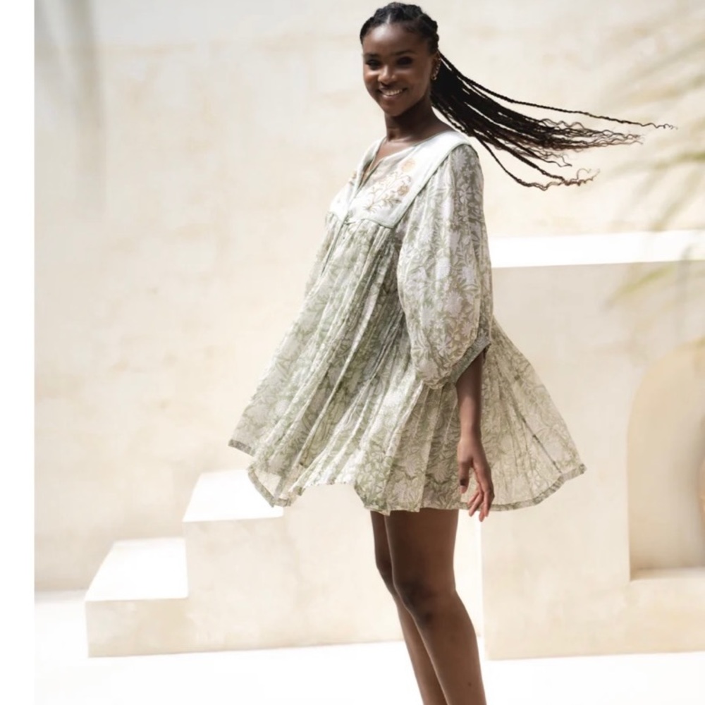 Pistachio Daughters of India mini dress